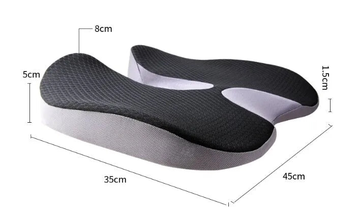 Curved bevel seat cushion in solid colour for tailbone support with memory foam core