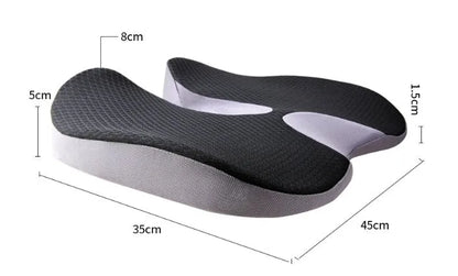 Curved bevel seat cushion in solid colour for tailbone support with memory foam core