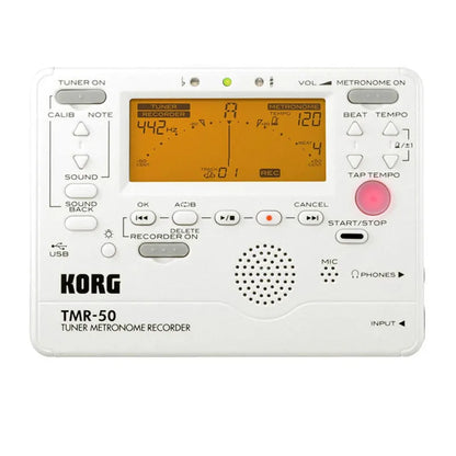 Universal tuning metronome with plastic shell showing tempo controls and display