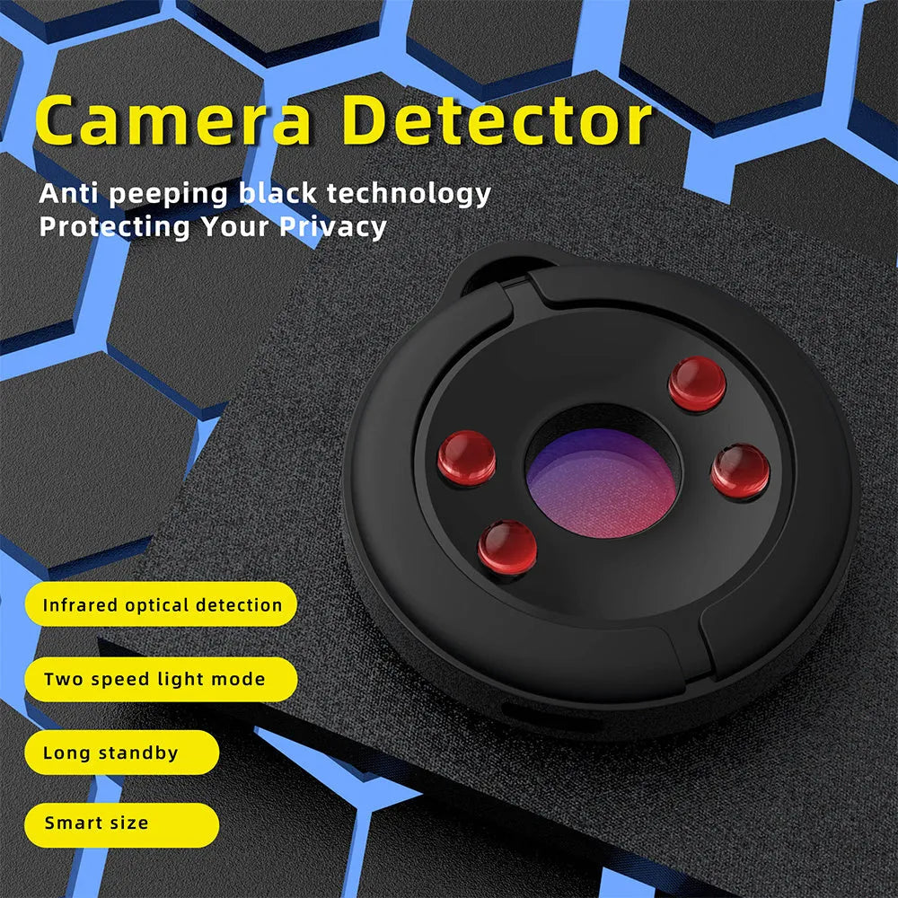 Compact infrared camera detector with 5-metre range for hidden camera detection in low-light conditions