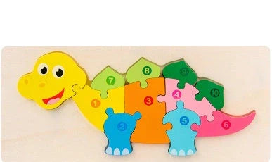 Children's wooden number animal puzzle featuring 18 vibrant designs for educational play