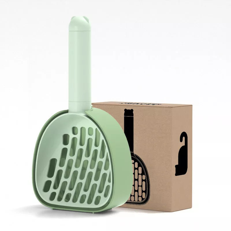 Durable plastic cat litter scoop with base for easy pet litter box cleanup