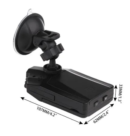 H198 HD car DVR with six-light infrared night vision, 2.4-inch screen, and parking monitor features
