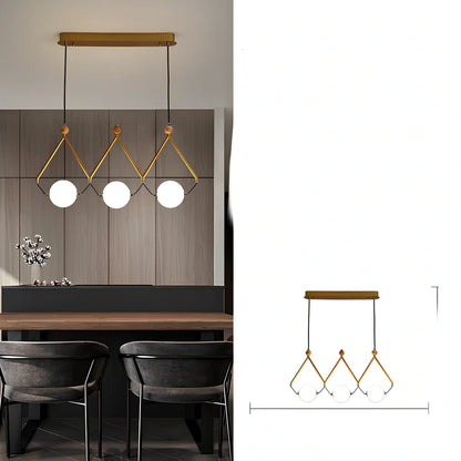 Multi-head LED pendant lamp with glass shades in black or gold, measuring 45-120cm diameter