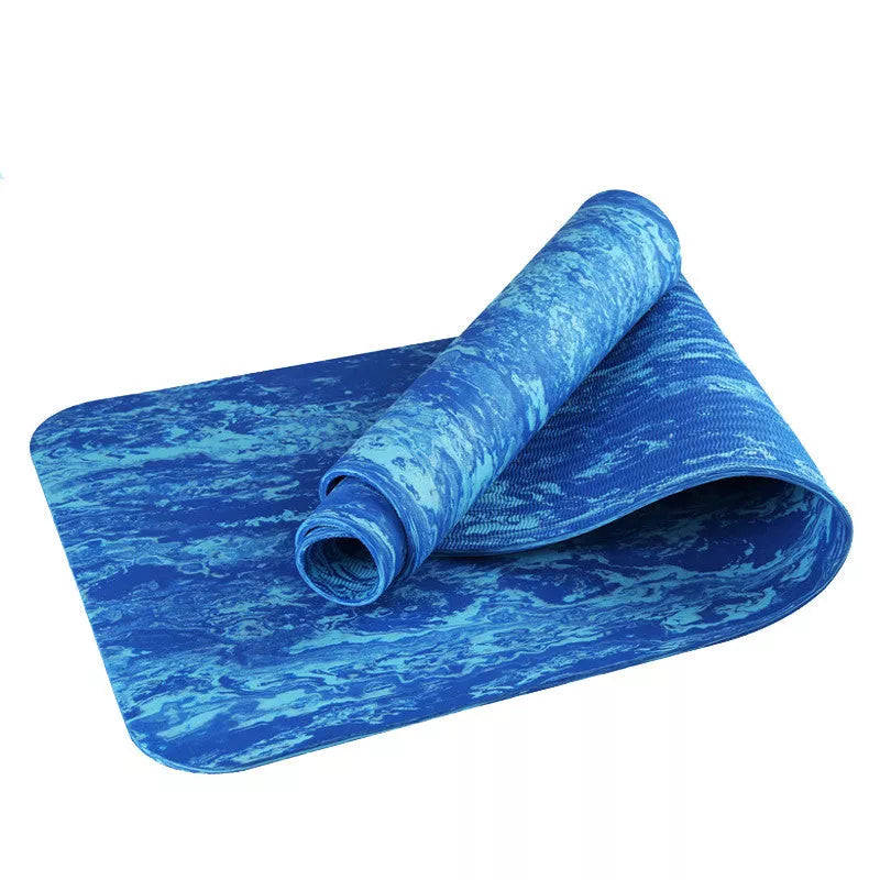 Two-color TPE yoga mat with non-slip surface, 6/8mm thickness for gym and massage