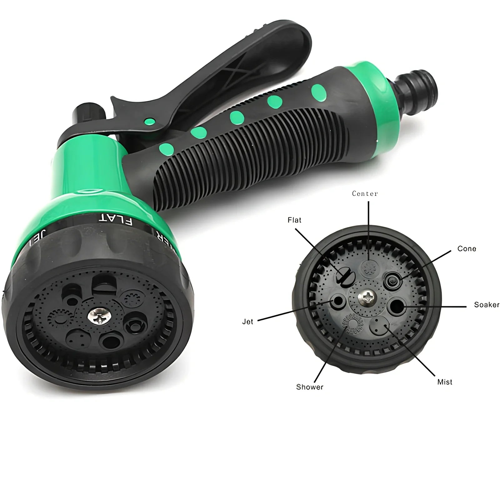 Telescopic garden hose sprinkler with ABS plastic gun head and handle, showing extended length for watering