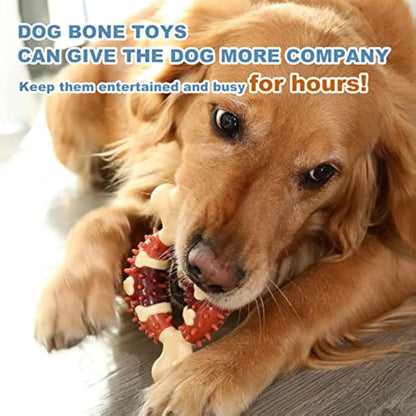 Bone-shaped natural rubber dog toy for teeth grinding and anxiety relief in two sizes