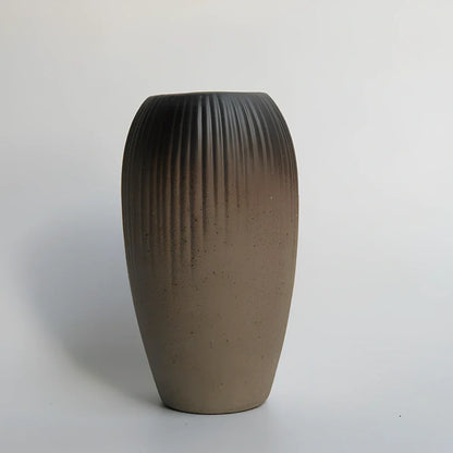 Small 15cm glazed ceramic vase in Japanese style, pottery with smooth finish for ornaments, 8cm diameter base
