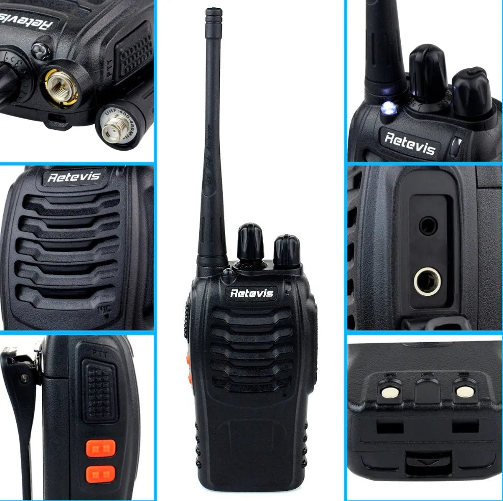 H777 black civil walkie talkie with antenna, 60x33x115mm UHF 400-470MHz two way radio