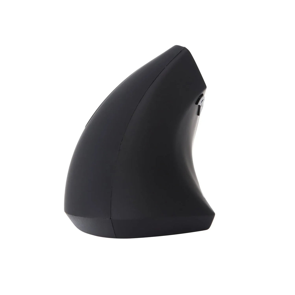 Black left hand vertical wireless mouse with DPI button, thumb buttons, 108g, 4.92 x 2.56 x 3.23 inches