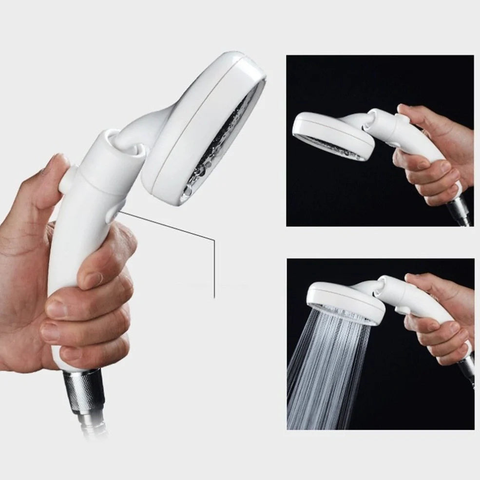 Automatic pressure shower with switch control in silver finish, 230x90x50mm ABS construction