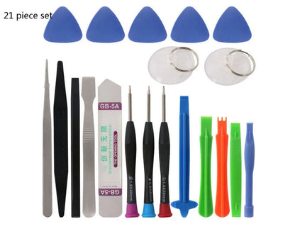 21 in 1 mobile phone disassembly tool kit with chrome vanadium alloy steel screwdrivers, plastic picks, suction cups and tweezers