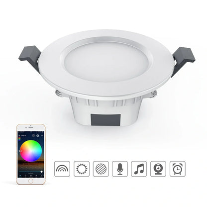 White smart Bluetooth ceiling light with embedded installation and smartphone control