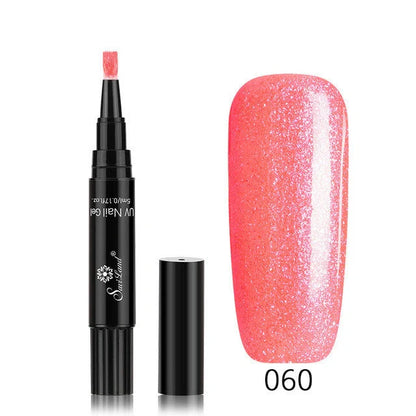 3-in-1 Gel Nail Varnish Pen with Glitter for One-Step Nail Art