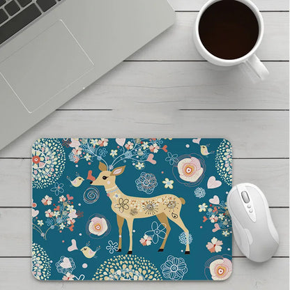 Customisable thick cartoon mouse pad with non-slip base, showing sample patterns like strawberry, cat, and whale designs.