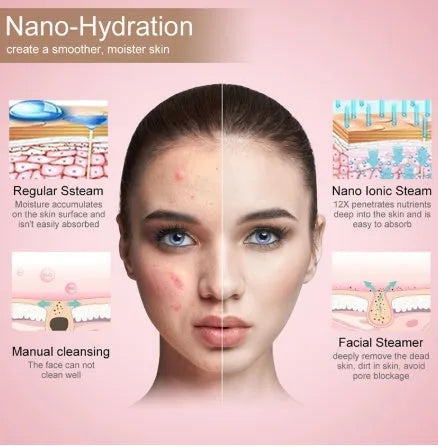 Nano ionic facial steamer hydrating sprayer with 100ml tank, dustproof small body, EU US plug option