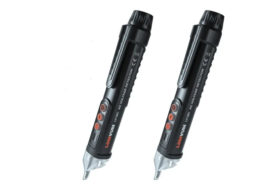 Black voltage detection pen with sensor tip for electrical line testing and status identification