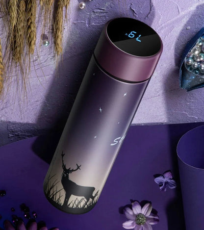 Sleek stainless steel vacuum flask with LED temperature display, available in various stylish colors and capacities to suit active lifestyles.