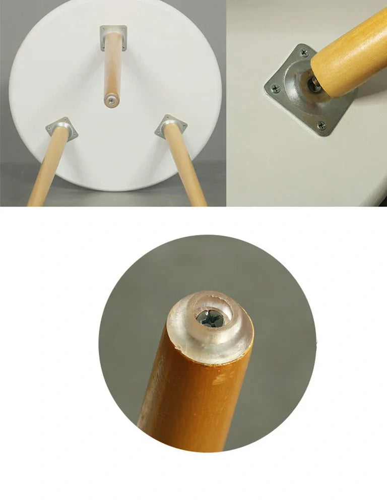 Solid wood round coffee table with 35cm diameter and 42cm height in white finish