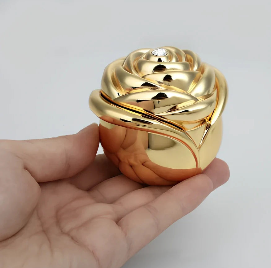 Iron Rose Jewellery Box in silver red, 10x8x5cm with rose motif and divided compartments for small accessories