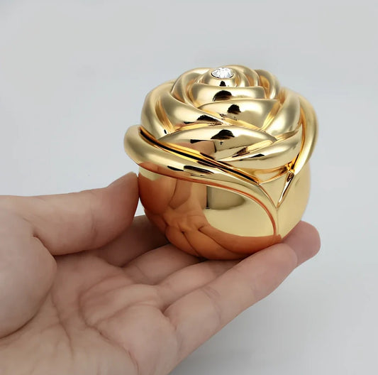 Iron Rose Jewellery Box in silver red, 10x8x5cm with rose motif and divided compartments for small accessories