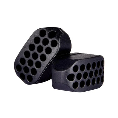 Compact black silicone jaw trainer for muscle shaping, food-grade material, portable at 5cm size for daily facial exercises