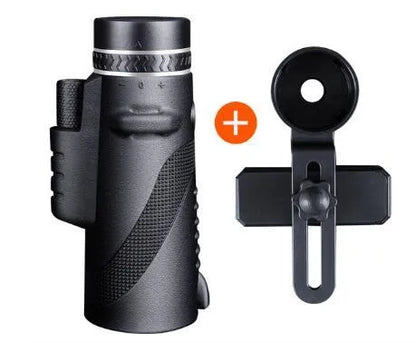 Black HD 40x60 monocular telescope with 60mm objective lens on a table.