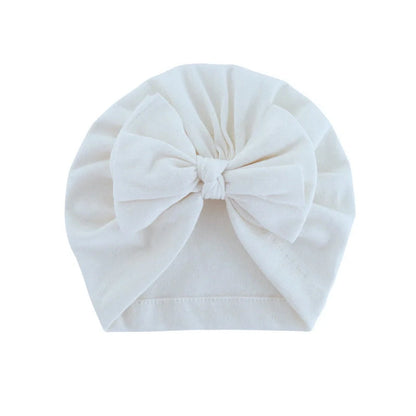 Soft hooded baby hat with bowknot in various colors for 0-1 year olds
