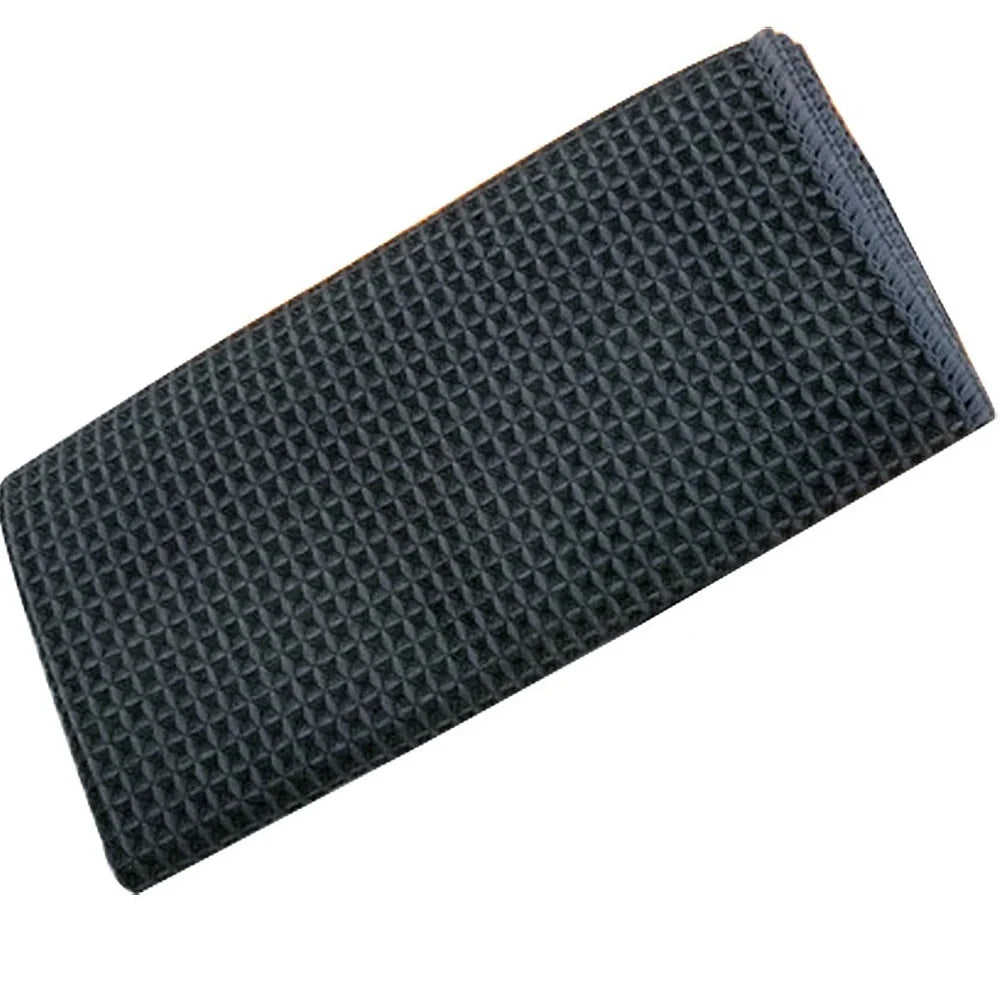 Orange and grey 40x40cm wafer-style car wash towel with microfiber texture