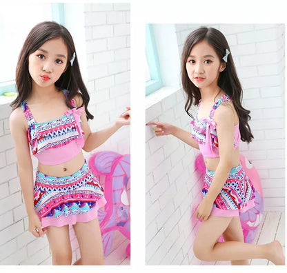 Kids swimsuit baby bikini in pink and blue, made with quick-dry polyester fiber