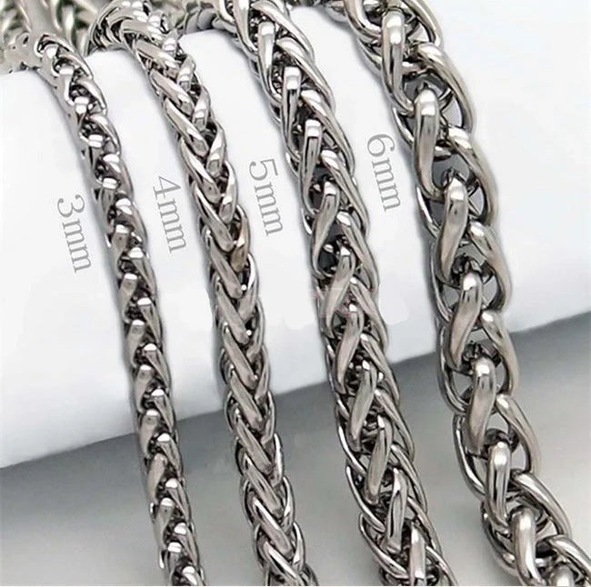 Men's Titanium Steel Keel Chain Necklace in punk style with silver finish