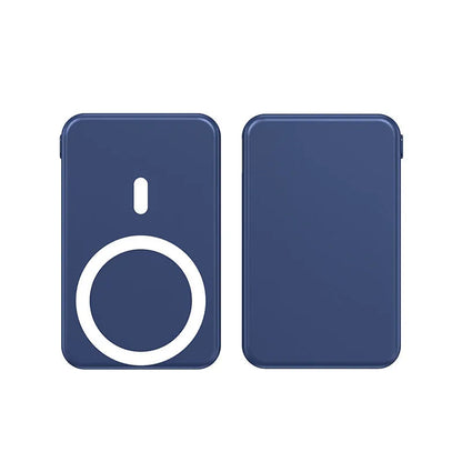 Ultra-thin 10000mAh magnetic wireless power bank in black, blue, or white, 15W fast charge for iPhone.