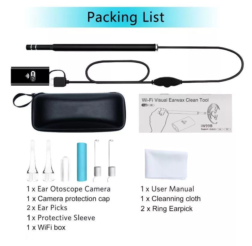 HD visual ear cleaning endoscope with USB and Android compatibility