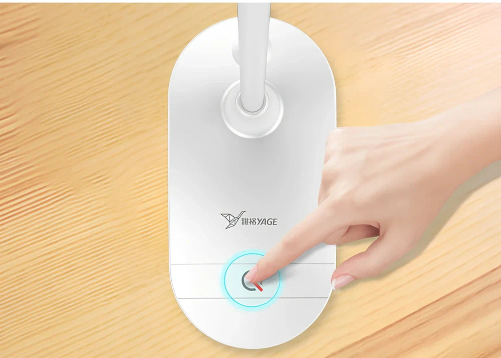 Porcelain white LED clip desk lamp with USB charging, 15cm tall for reading and eye protection