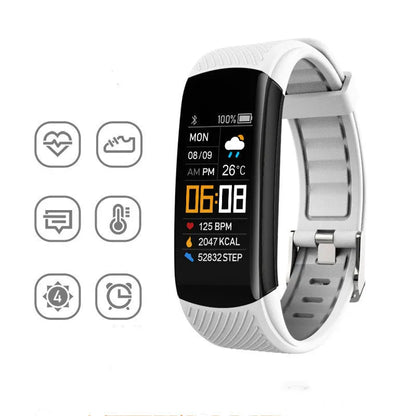 Adult sports silicone pedometer bracelet in various colours with 0.96-inch screen for step counting and sleep monitoring