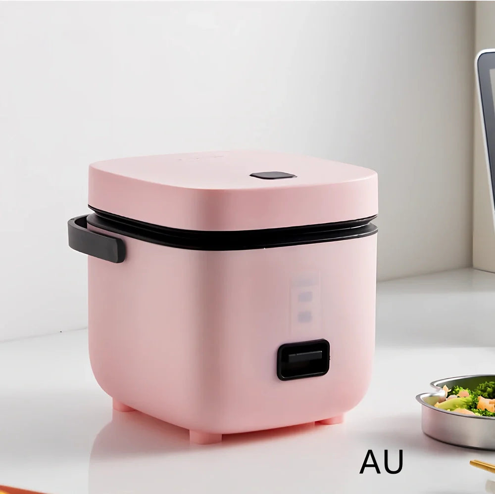 Compact brown 1-2 litre electric rice cooker, 180x200x180mm, with mechanical controls and aluminium pot for small UK kitchens