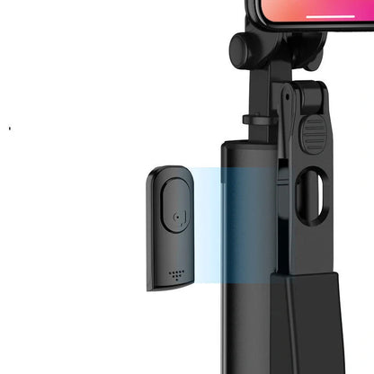 Bluetooth selfie stick with remote control and tripod in black