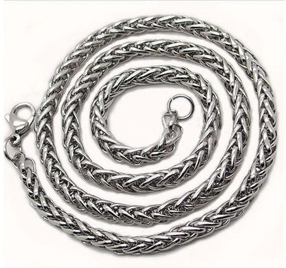 Men's Titanium Steel Keel Chain Necklace in punk style with silver finish