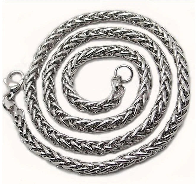 Men's Titanium Steel Keel Chain Necklace in punk style with silver finish