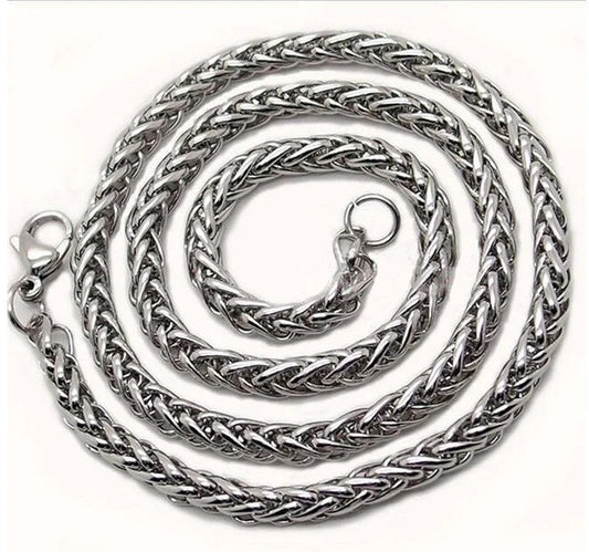 Men's Titanium Steel Keel Chain Necklace in punk style with silver finish