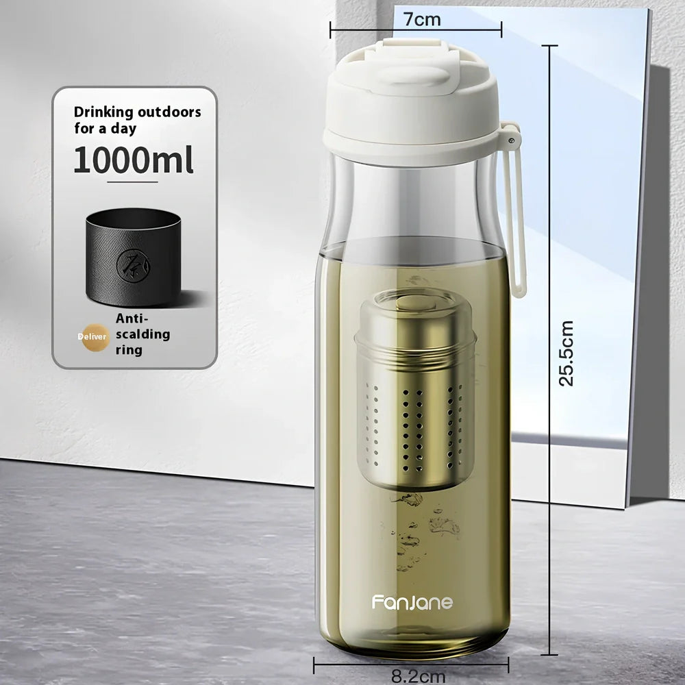 Magnetic bubble tea cup with black Tritan construction and insulated leather ring showing separation mechanism