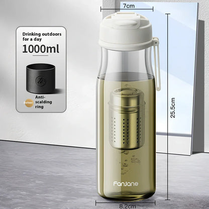 Magnetic bubble tea cup with black Tritan construction and insulated leather ring showing separation mechanism