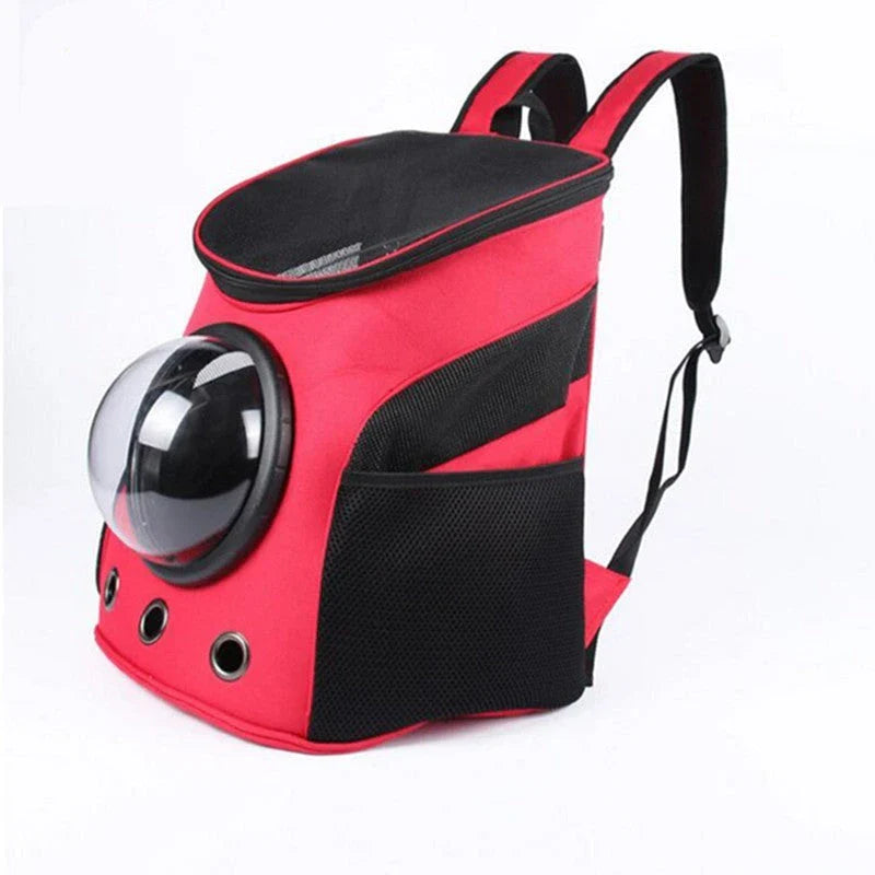 Astronaut-inspired pet carrier backpack with a space capsule design for safe and comfortable pet transportation
