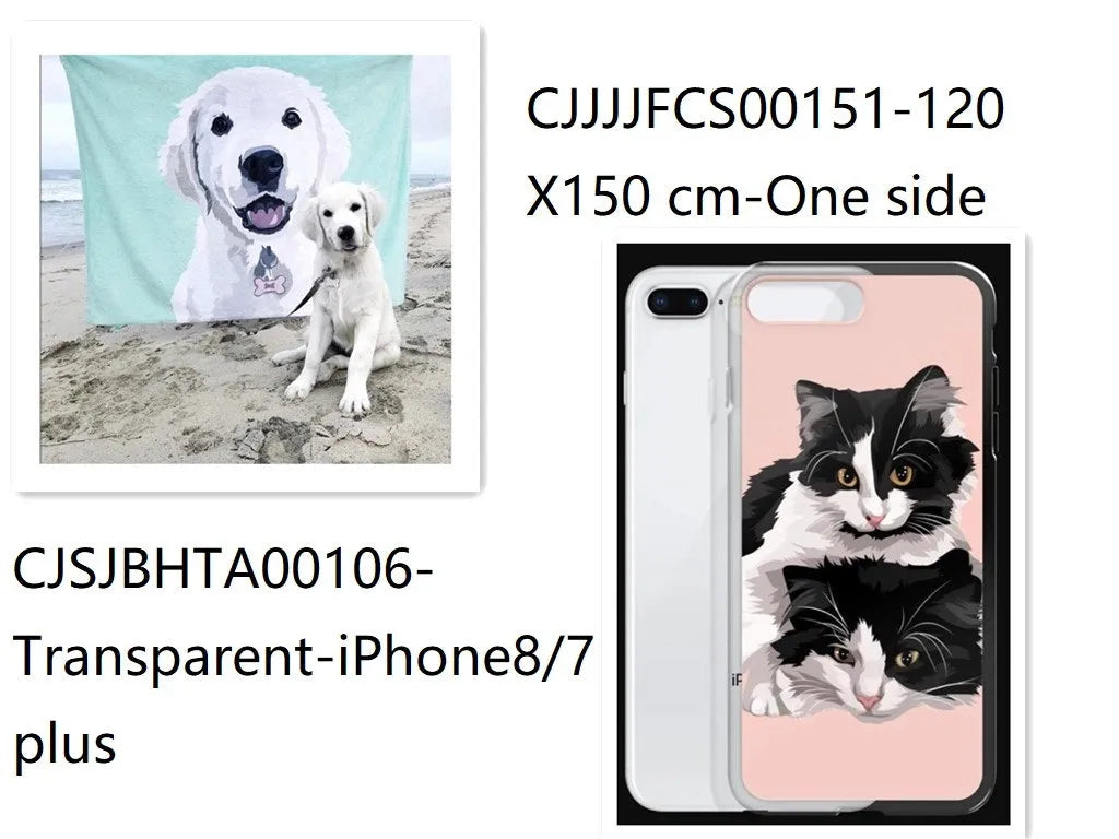 Custom flannel blanket with personalised design beside matching transparent TPU phone case