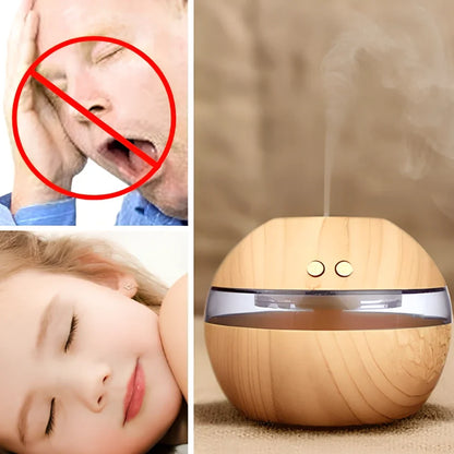 White ABS essential oil diffuser measuring 110x110x90mm with 300ml water capacity and USB power connection