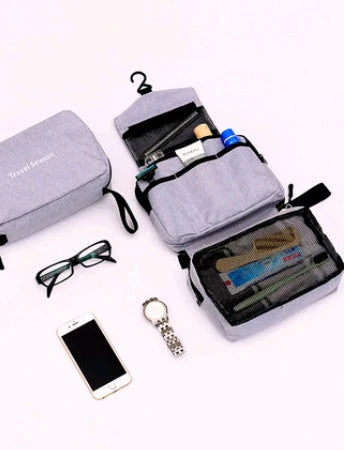 Multipurpose Hanging Travel Organizer with Ample Storage Compartments and Convenient Hanging Hook