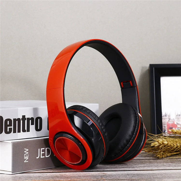 Portable wireless headphones with strong bass and noise cancelling feature in multiple colors