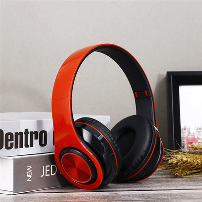 Portable wireless headphones with strong bass and noise cancelling feature in multiple colors
