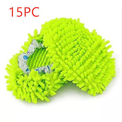 Chenille mop slippers in various colors for easy home cleaning