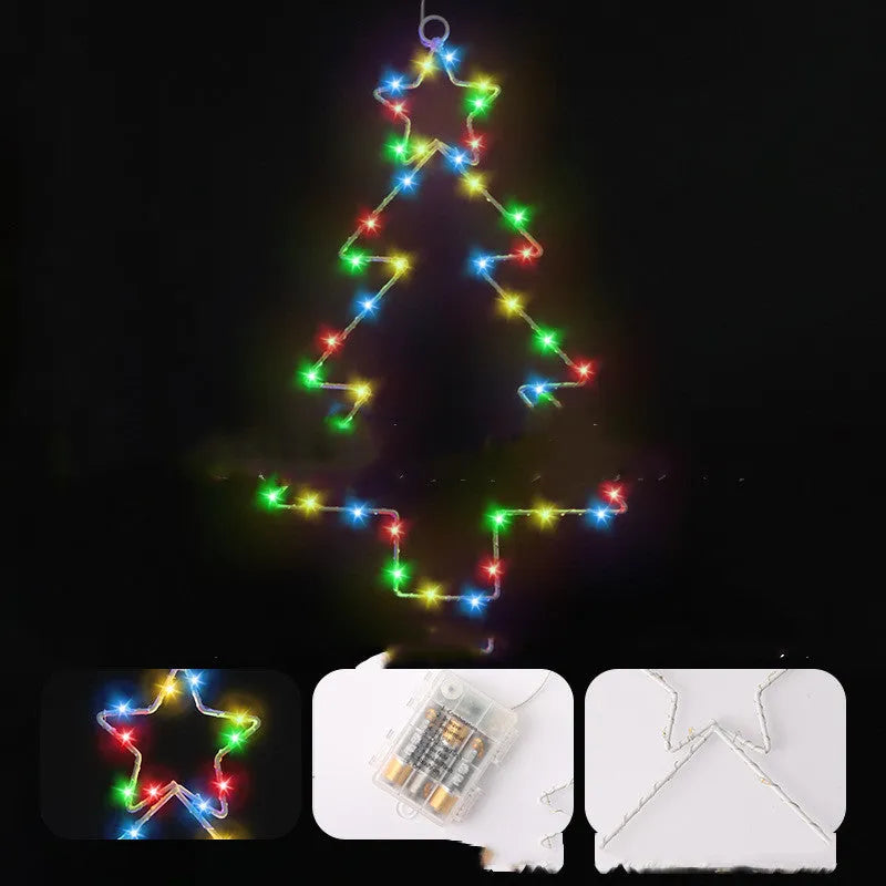 Wrought iron Christmas tree shaped LED light, white birch colour, 40x25cm, battery operated, with remote control